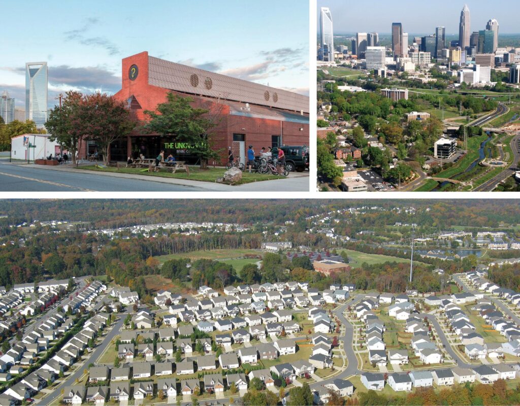 Image showing examples of completely communities, rural, urban, and suburban.